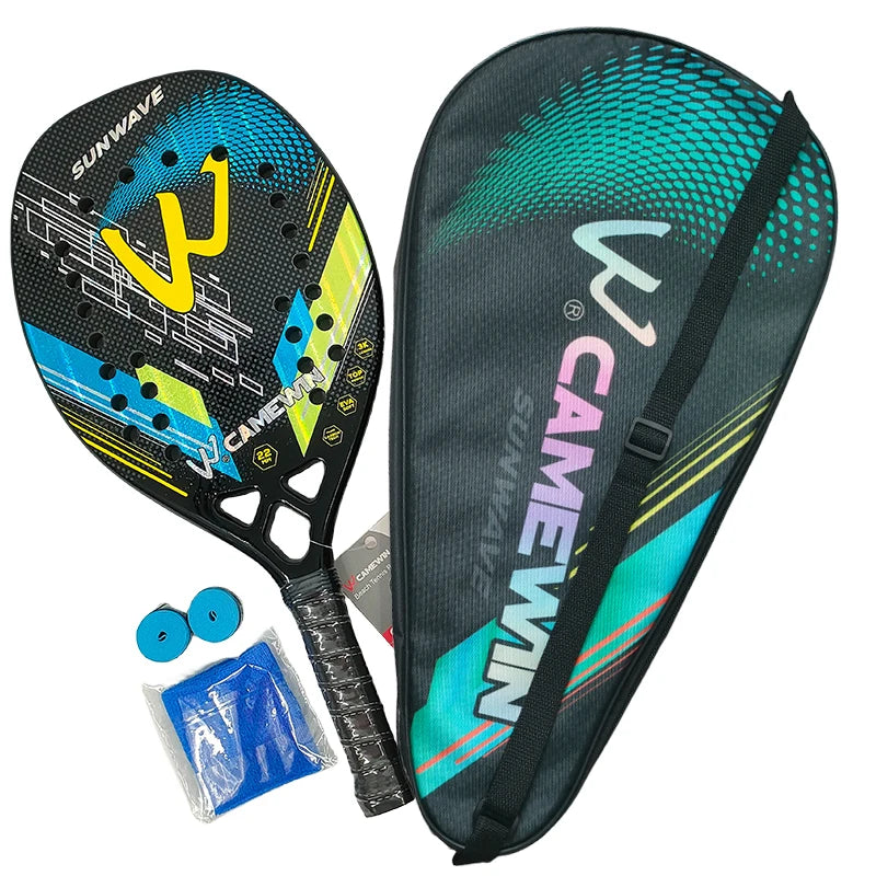 Camewin 3K Beach Tennisschläger Vollcarbon Raue Oberfläche Outdoor-Sport-Schläger für Herren Damen Erwachsene Seniorenspieler 2024 Neu