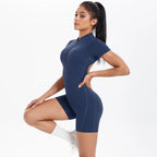 Reißverschluss Gym Jumpsuit Kurz Damen Yoga Sets Sport Outfits Weibliche Yoga Overalls Workout Kleidung Fitness Anzug Damen Trainingsanzug