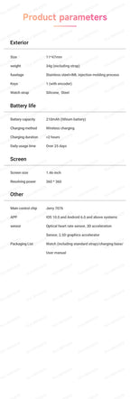 Fashion Zircon Smartwatch 1,46" AMOLED Bildschirm 5.4 Bluetooth Anruf Herzfrequenz Temperaturüberwachung Damen Smartwatch Schrittzähler