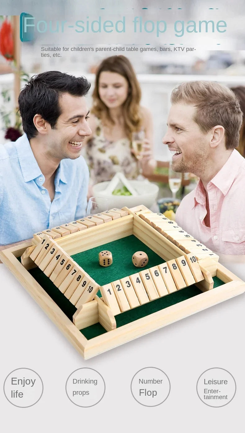 Holzwürfel-Brettspiel Shut The Box für 4 Spieler Klappen & Würfel Spiel Eltern-Kind Interaktion Familienunterhaltung