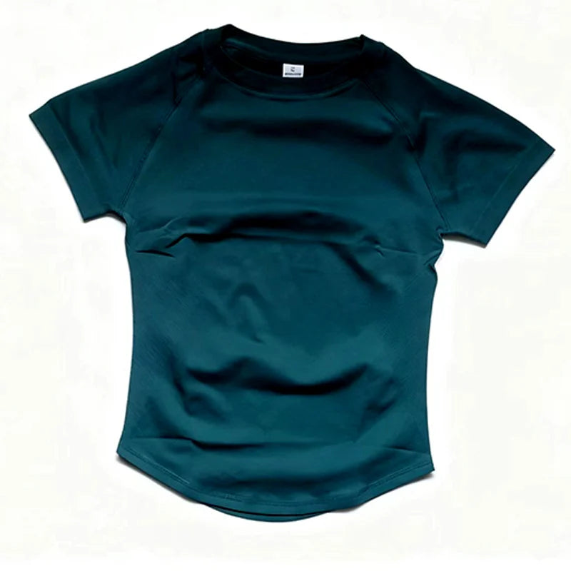 Kurzarm Gym-Top Damen Kleidung Yoga-Top Nahtloses Sportshirt Leichtes Fitness-Workout-Shirt Sport-Tops Active Wear Femme