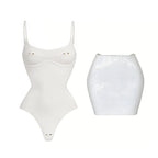 2026 2tlg. sexy Damen-Badeanzug, einteilig, weibliche Bademode, unifarben, Biquini, hoch geschnitten, Monokini, Push-Up-Badeanzüge, Strandmode