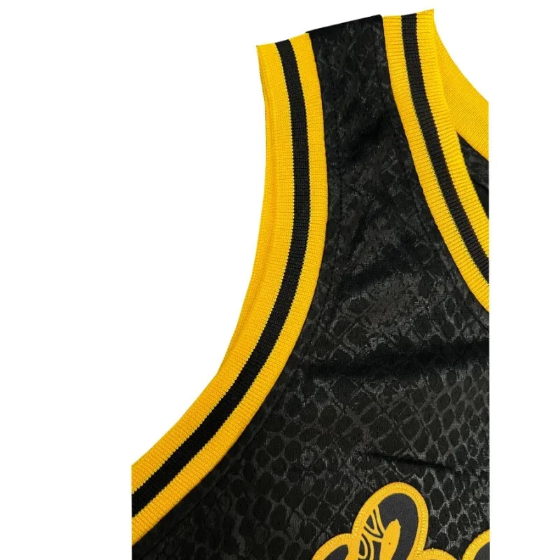 Herren ärmelloses Basketballtrikot, Schlangenhaut-Weste mit gesticktem Schriftzug, locker sitzend, Sportuniform für Herrenbekleidung im Sommer