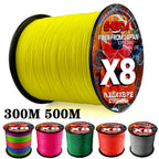 8 Strands Multifilament Angelschnüre Salzwasser Fliegen-Karpfen geflochtene Schnur X8 Spinnköder Angelschnur für Barsch 300m/500m 18lb-78lb