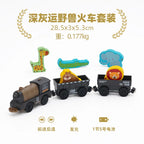 Hölzernes Elektroauto-Set Magnetischer Elektrozug mit kleiner Puppe Druckguss-Steckspielzeug-Set Kompatibel mit Eisenbahn-Holzschienenbahn
