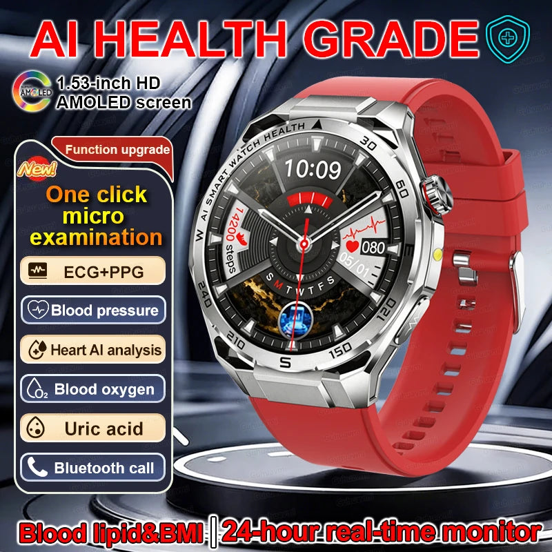 EKG High-End Gesundheits-Smartwatch Herren Blutdruck Lipide Blutsauerstoff Körperanalyse Harnsäure Gesundheitstracker Smartwatch Herren Damen
