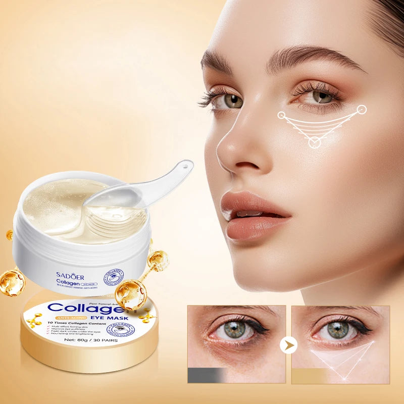 Kollagen-Augenmaske, tief feuchtigkeitsspendend, strafft die Haut um die Augen, Augenpflege, Anti-Aging-Hautpflege, verjüngt die Haut