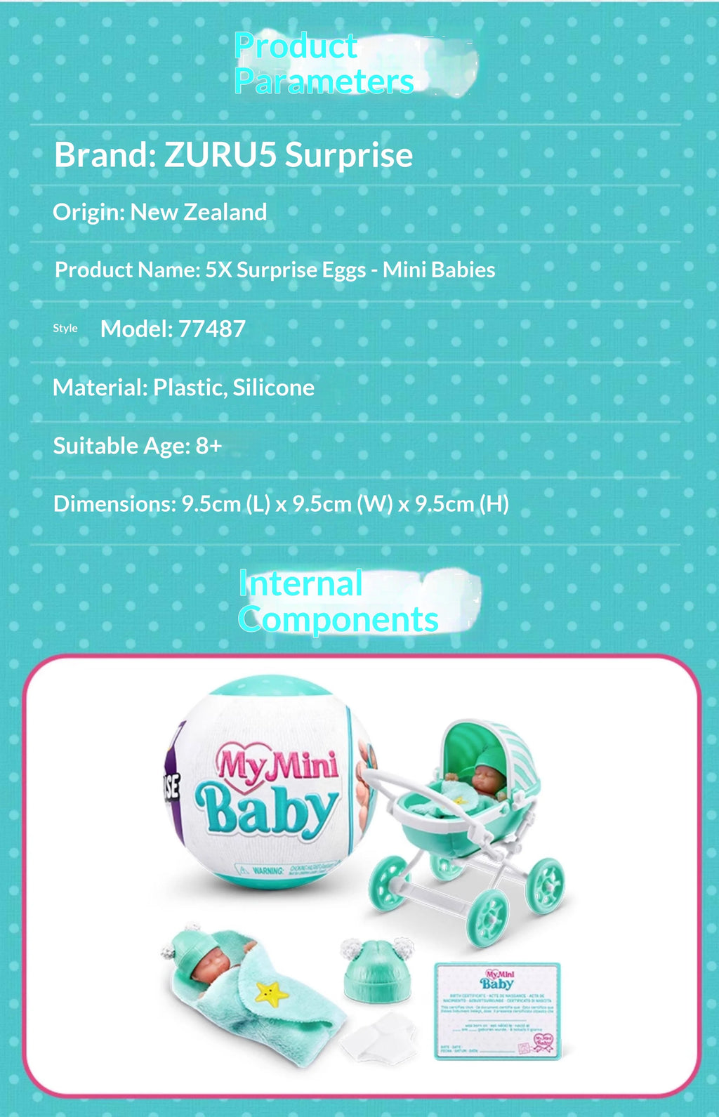 Zuru 5 Surprise My Mini Baby Miniatur-Babypuppen Sammelbares Überraschungs-Ei mit 12 verschiedenen Modellen, auf Lager, Spielzeuggeschenk für Kinder