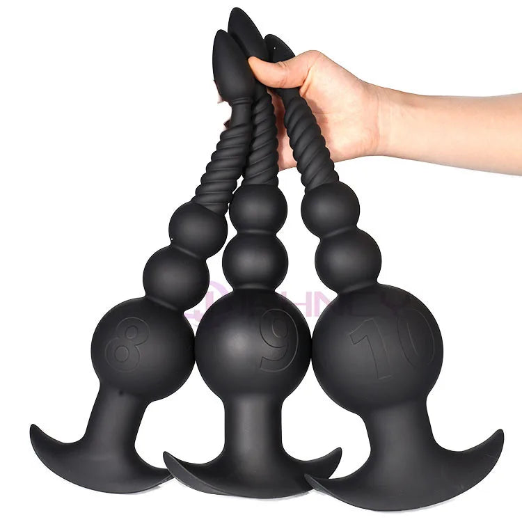 3-10cm Großer Analsex Plug mit Schwanz Sexspielzeug für Erwachsene Spiele Paare DIY Cosplay Großer Butt Plug Silikon Weich Lang Anal Beads Frauen