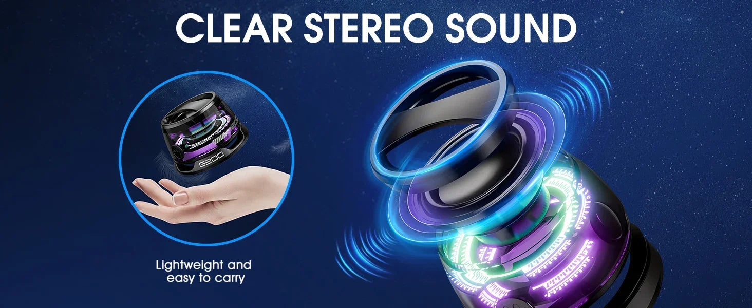 VIKEFON Tragbarer Mini Bluetooth Lautsprecher G200 RGB-Beleuchtung Magnetischer Lautsprecher BT5.3 Mini Sound Box 7 Stunden Wiedergabe Handyhalter