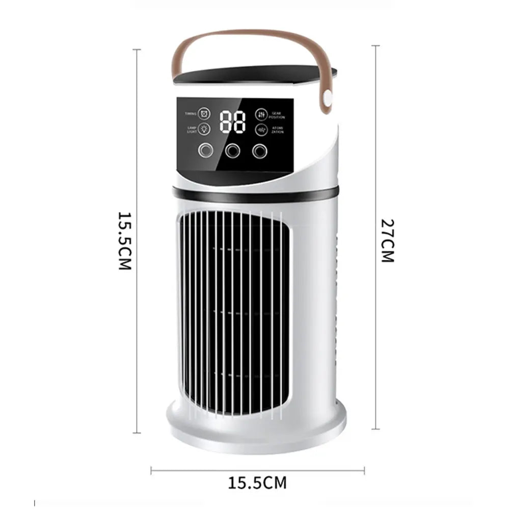 Tragbarer Klimaanlagen-Tischventilator, Sprühbefeuchter, Luftkühlungsventilator, Zeitschaltung, zirkulierender Wind, leiser elektrischer Ventilator für Zuhause und Büro