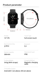 COLMI P81 Smartwatch mit Anruffunktion, Ultra 1,9 Zoll Bildschirm, 24 Std. Gesundheitsüberwachung, über 100 Sportmodi, Bluetooth Smartwatch für Herren und Damen