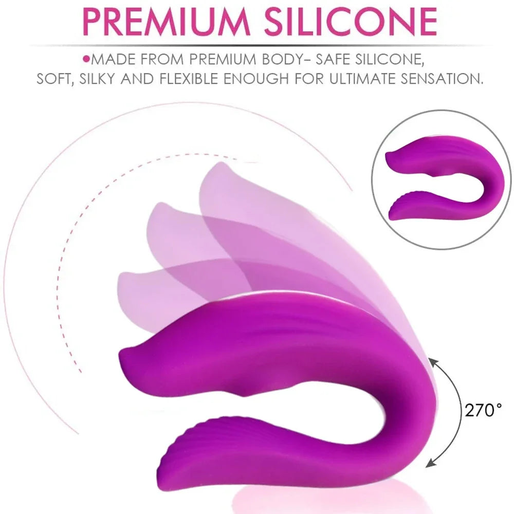 Leistungsstarker kabelloser ferngesteuerter Vibrator tragbarer U-förmiger Dildo-Massager Dual-Kitzler-Stimulation Paar-Sexspielzeug für Frauen