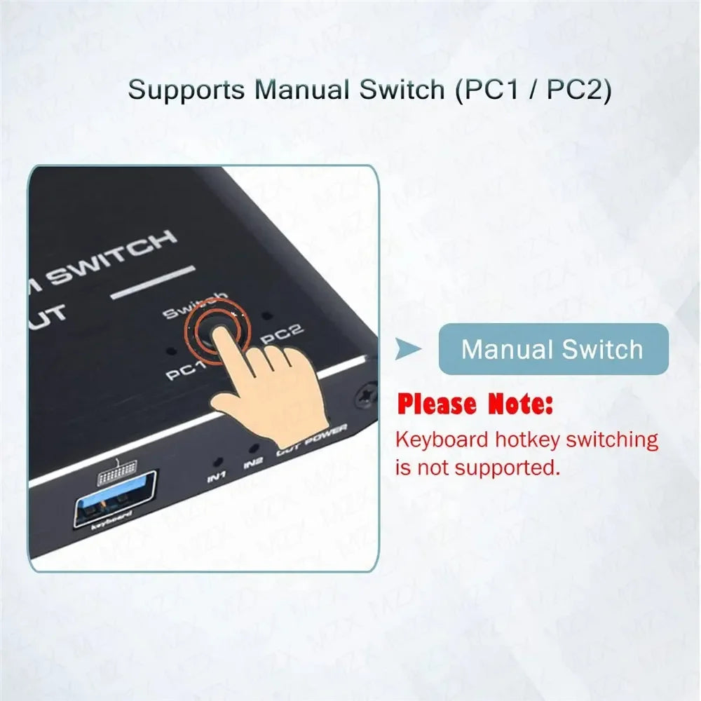 KVM Switch 4K 60Hz Umschalter USB 3.0 Hub Dockingstation Splitter Dock 2 Computer Tastatur Maus Drucker PC Zubehör teilen