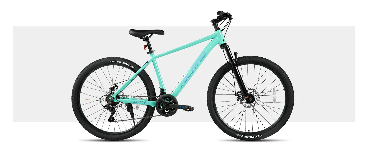 HILAND 26 Zoll Mountainbike aus Aluminiumlegierung für Damen und Herren, 21-Gang-Fahrrad mit mechanischen Scheibenbremsen, Federgabel