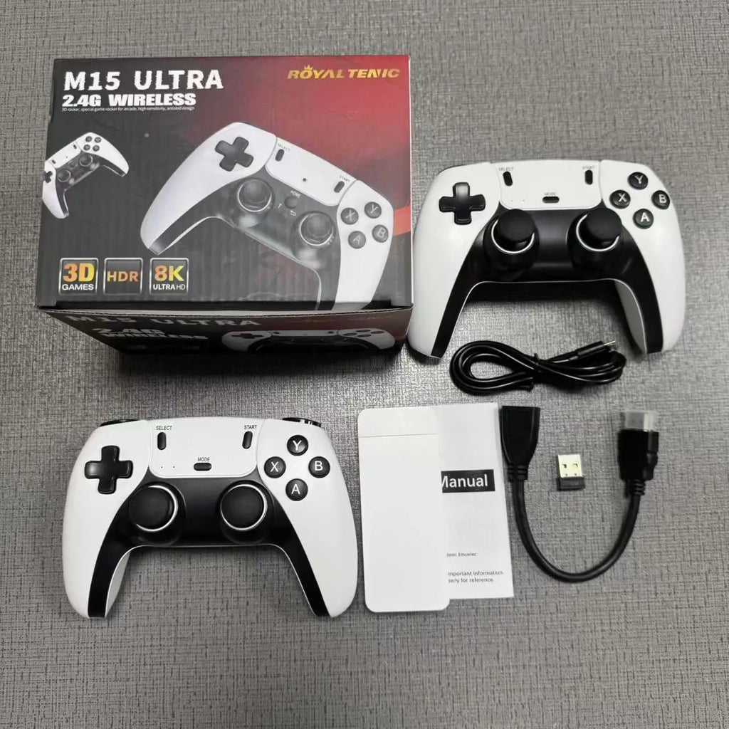 Neuer 4K-TV-Game-Stick M15 ultra 64G 128G Handheld-Game-Player 2.4G Dual Wireless Controller 50000+ Spiele Familien-Game-Player