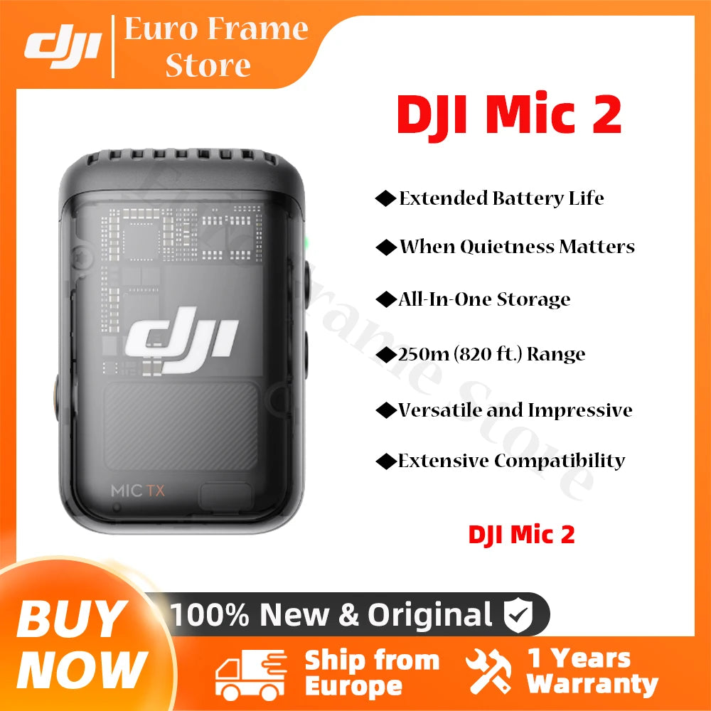 DJI Mic 2 Funkmikrofon mit intelligenter Geräuschunterdrückung 32-Bit Float interne Aufnahme Optimierter Klang m Reichweite