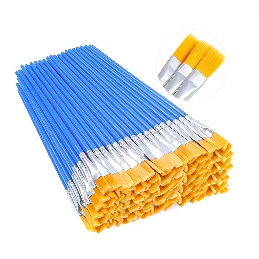 50Pcs Painting Brushes Set Art Round Flat Hair Nylon Hair Paint Brush for Oil Acrylic Watercolor Kids/Artists/Beginners/Student Hauptbild