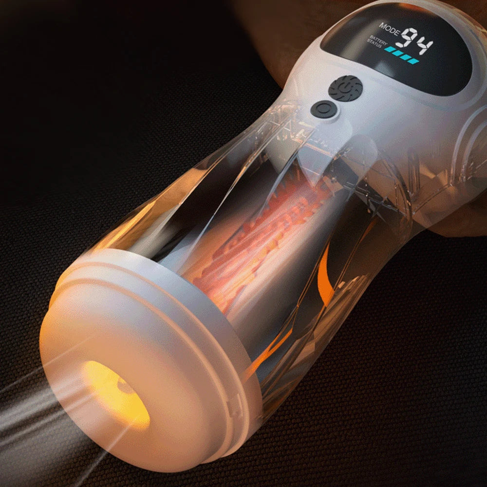 APP-gesteuerter, automatischer Masturbator für Männer, Masturbationsbecher mit realistischer Vagina, Vibration, Blowjob, Masturbation, beheizte Sexmaschinen-Spielzeuge für Männer