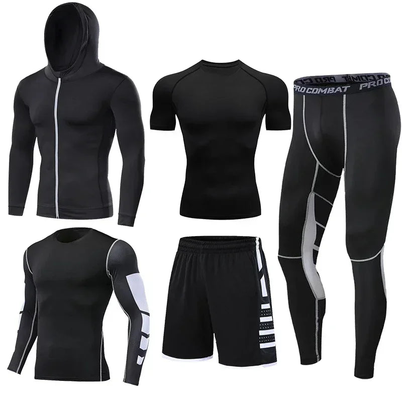 Herren Lauf-Trainingsanzug Fitness Sportbekleidungs-Set Kompressions-Leggings Sportkleidung Gym Enganliegende Jogginghose Rash Guard Lycra