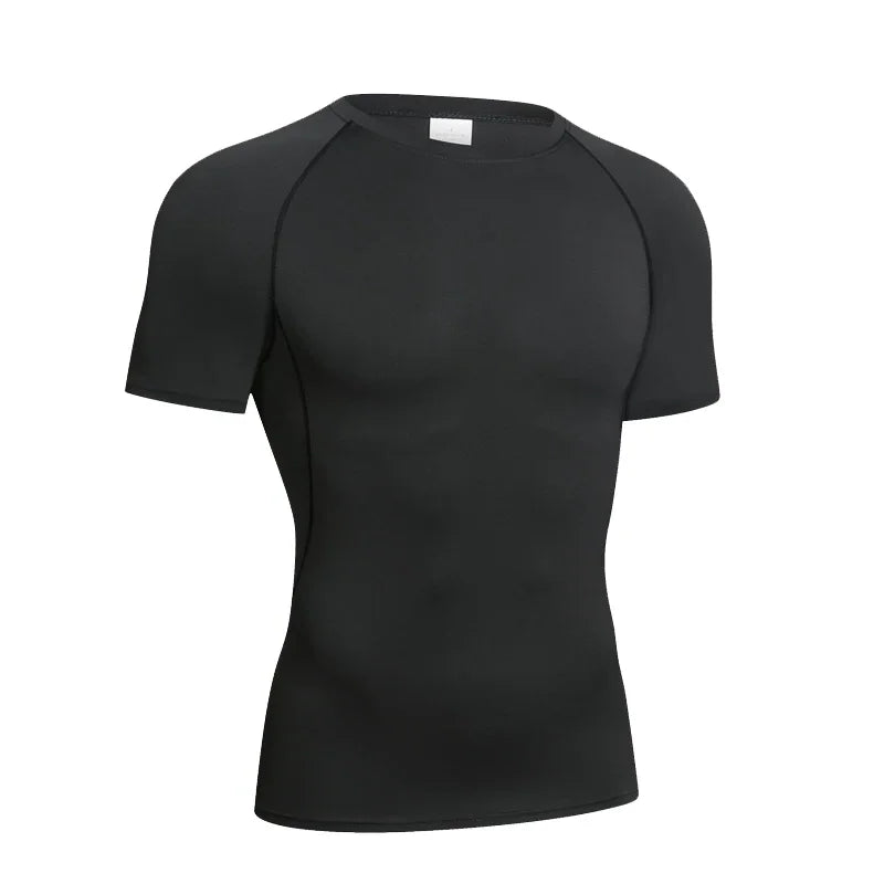 Herren Kompressions-Langarmshirt Schwarz Fitness-T-Shirt Männer Laufen Schnelltrocknend Gym-Top Sonnenschutz Sport-Baselayer