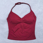 Verstellbares Sport-Neckholder-Oberteil Damen Rückenloses Gym-Top mit integriertem BH Yoga-Kleidung Ärmellose Shirts Workout-Outfits Tanktop