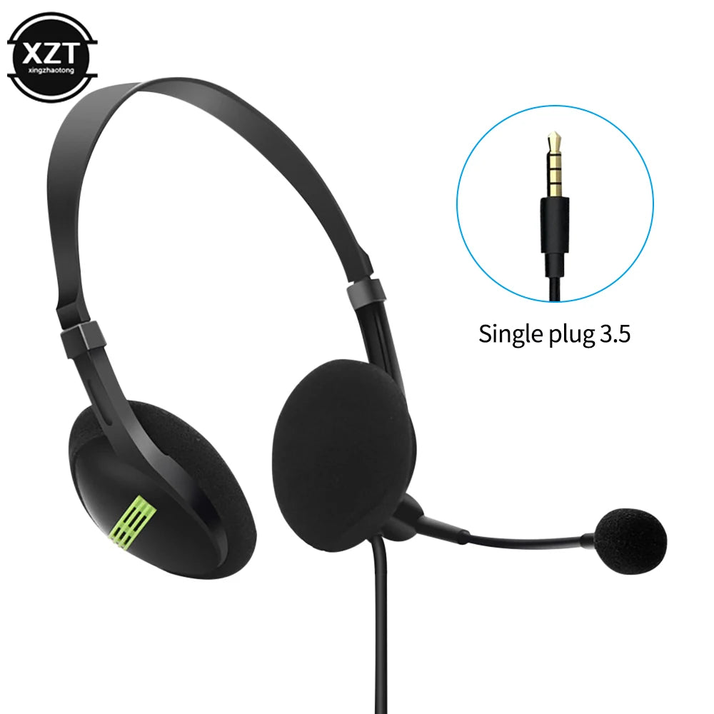 3,5-mm-Kabelkopfhörer mit Geräuschunterdrückung, verstellbare Ohrhörer, Business-Headset mit Mikrofon für PC/Laptop/Computer