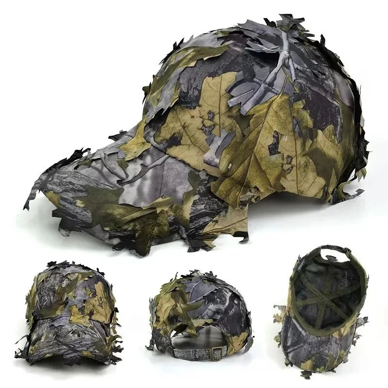 Men's 3D Leaf Camo Baseball Cap, Adjustable Quick Dry Tactical Sniper Hat for Outdoor Hunting Fishing Airsoft Multi-color Main image