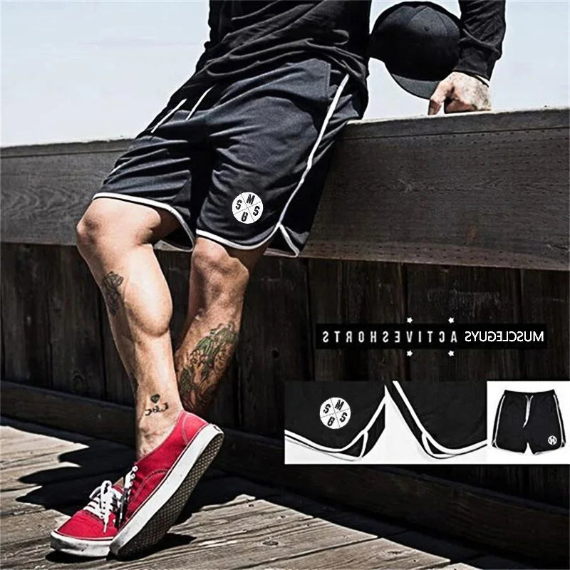 Sommer-Sport-Shorts, atmungsaktiv, Mesh, Herren, Kordelzug, elastische Hose, Lauftraining, Outdoor, Fitness, Jogging, gerade