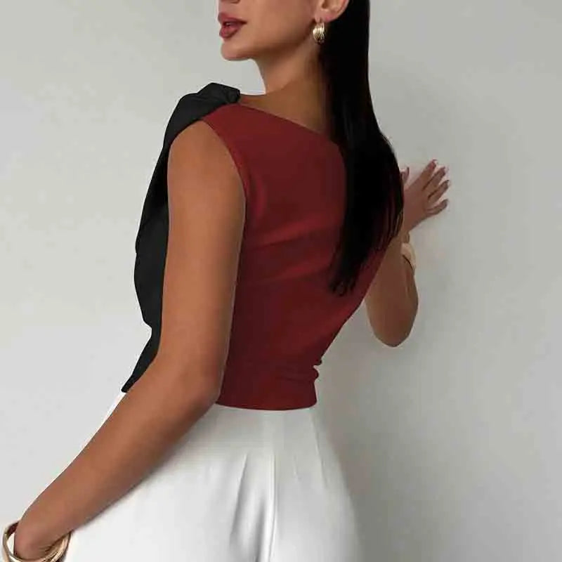 Sexy Short Sleeve Shirt Women Off Shoulder Patchwork Color Basic Tops Woman Summer Blouses Female Elegant Shirt