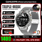 2026 Neue TANK Ultra 1400mAh Akku Militär Smartwatch 10ATM Wasserdicht Herzfrequenz Taktische LED Taschenlampe Herren Sportarmband