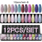 10/12PCS/SET Katze Magnetisches Gel Nagellack Set 9D Reflektierendes Glitzer Gel Halbpermanentes UV Gel Soak Off Funkelndes Nagelkunst Kits