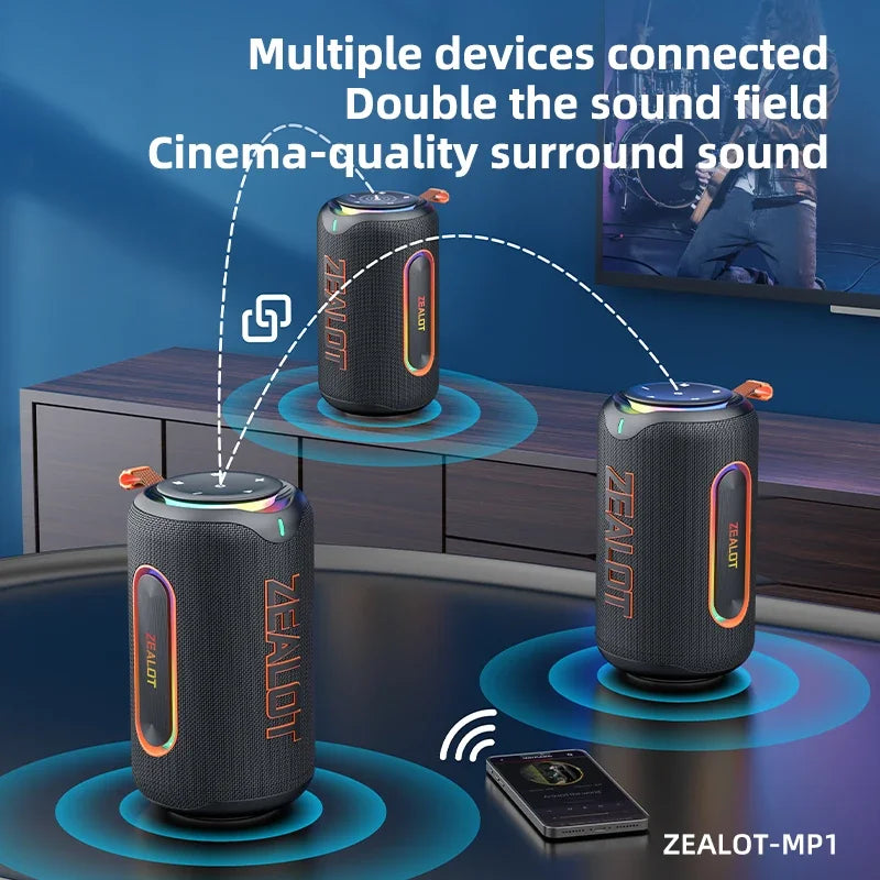 ZEALOT_MP1 Tragbarer Bluetooth-Lautsprecher 60W StormBox Blast Outdoor Wireless Lautsprecher IPX6 Wasserdichter Party Camping Lautsprecher 12H ZEAL