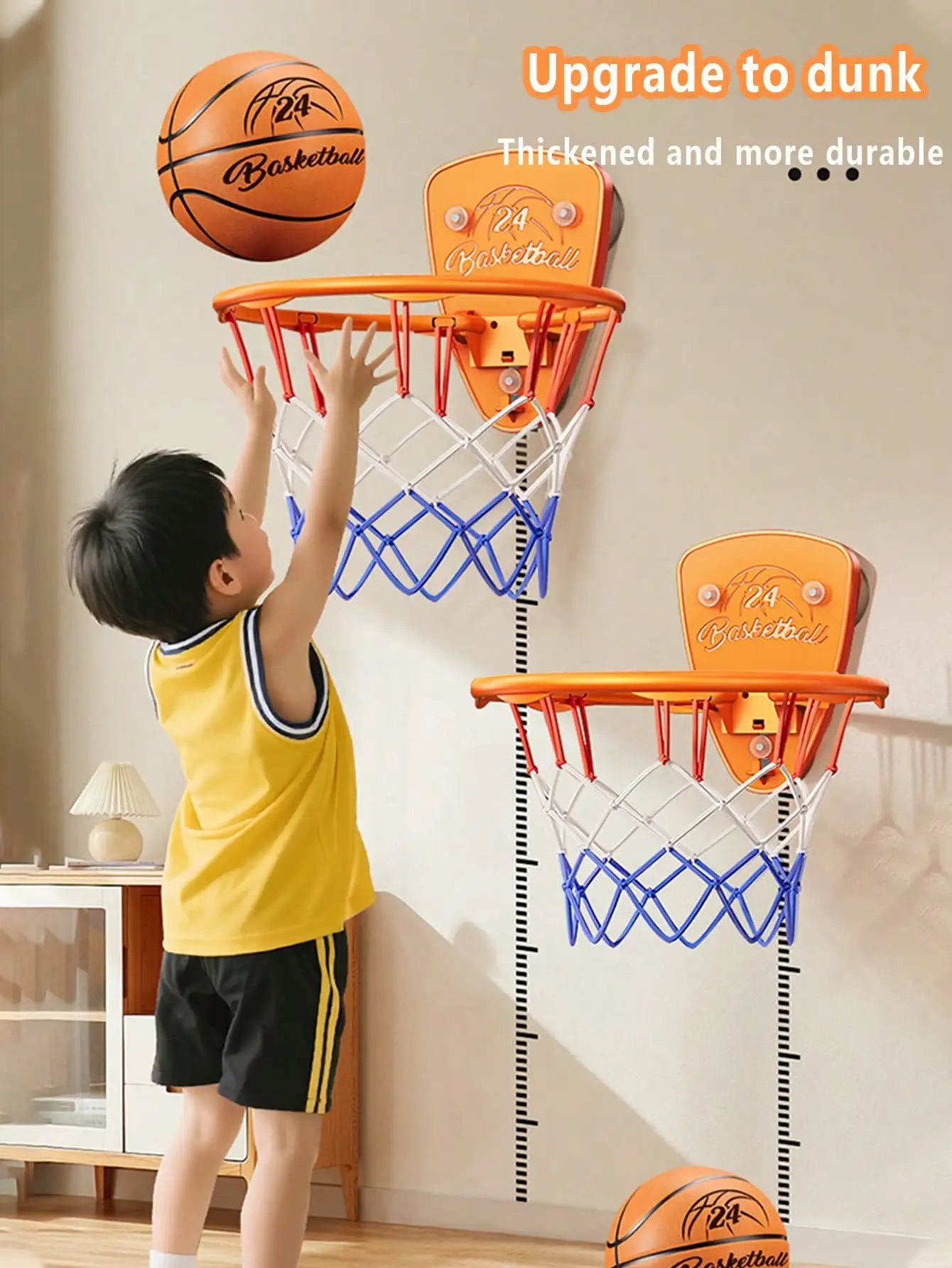 Basketballständer-Set für Jungen, lochfreier Indoor-Basketballständer, Basketballständer für Kinder für den Heimgebrauch, 7-Zoll-Flüsterbasketball Hauptbild