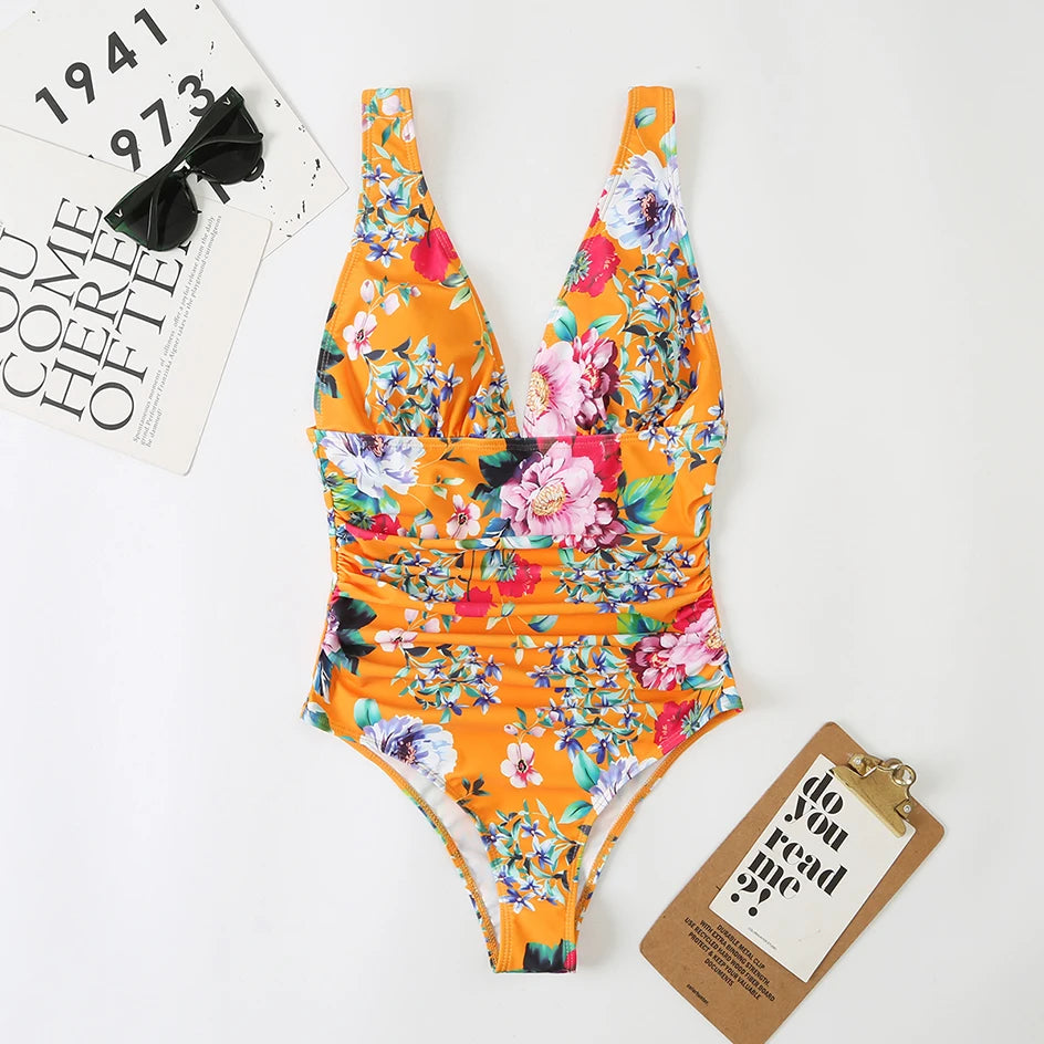 Sexy Bademode Damen Tiefer V-Ausschnitt Einteiliger Badeanzug 2026 Neuer Damen Badeanzug Damen Bodysuit Schwimmen für Strandbekleidung Monokini