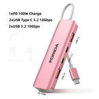 FORIDA USB-Hub Typ C 10 Gbit/s USB-C-Splitter PD 100 W Stromladung USB 3.2 Gen2 Adapter für Laptop MacBook Desktop Tablet
