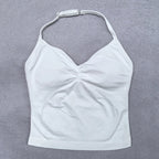Verstellbares Sport-Neckholder-Oberteil Damen Rückenloses Gym-Top mit integriertem BH Yoga-Kleidung Ärmellose Shirts Workout-Outfits Tanktop