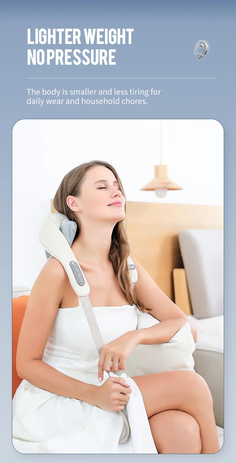 Foreverlily 26W Bürstenloser Motor Nacken- und Schultermassagegerät Kabelloses Nacken- und Rückenmassage-Schal Nackenmassager