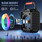 T17-T Karaoke-Maschine und Bluetooth-Kopfhörer, tragbarer Lautsprecher mit LED-Lichtern für Kinder und Erwachsene, unterstützt Bluetooth/USB/TF/AUX