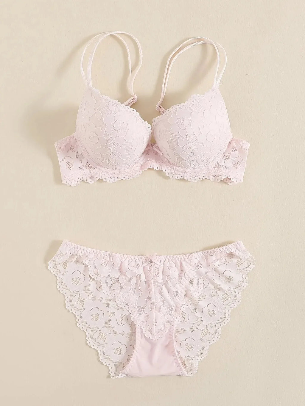 1 Set Elegantes Dessous-Set aus Spitze mit Stickerei und atmungsaktivem Stoff: Push-Up-BH, transparenter Schlüpfer mit tiefem Bund – das ultimative Valentinstagsgeschenk