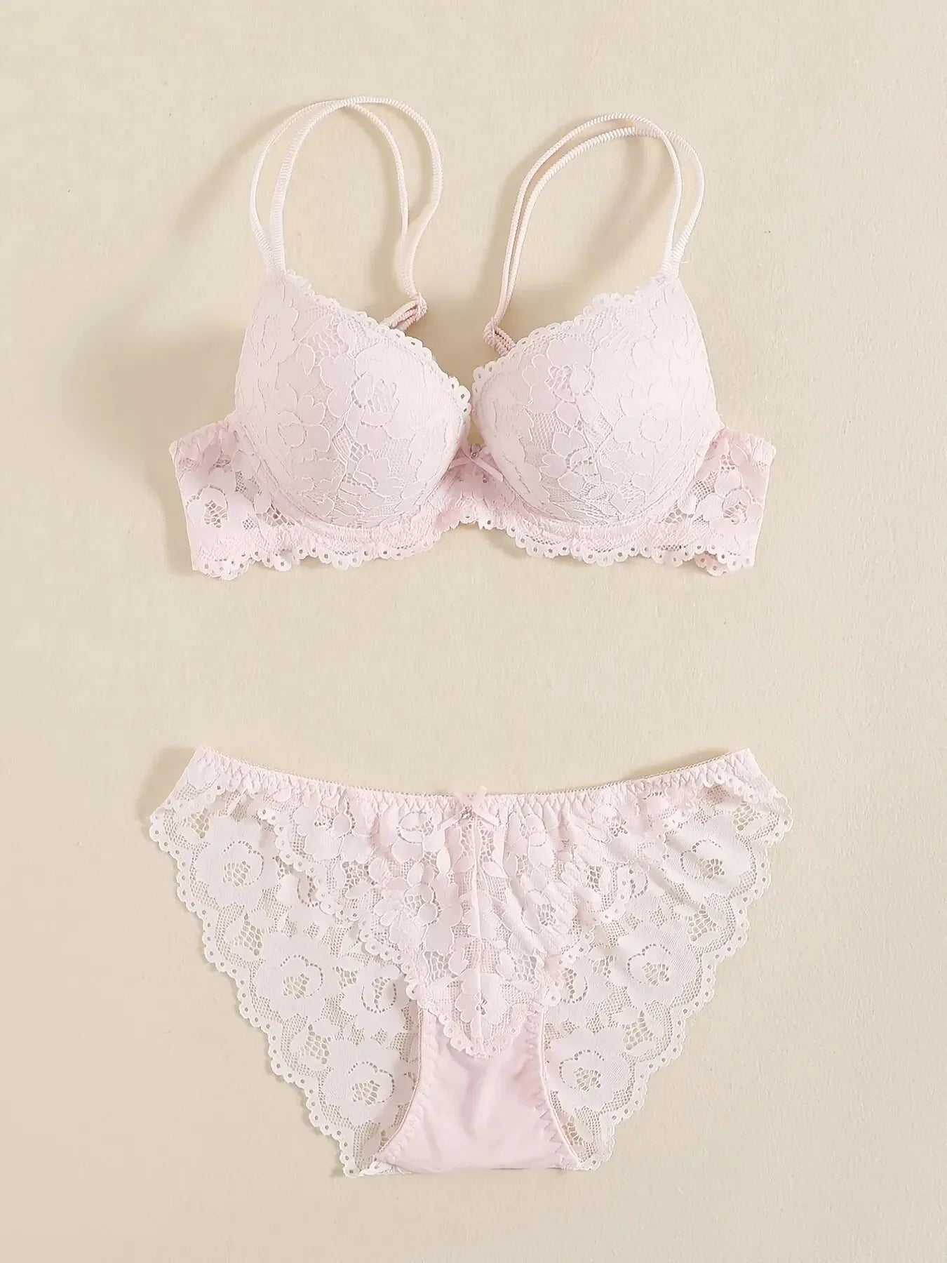 1 Set Elegantes Dessous-Set aus Spitze mit Stickerei und atmungsaktivem Stoff: Push-Up-BH, transparenter Schlüpfer mit tiefem Bund – das ultimative Valentinstagsgeschenk