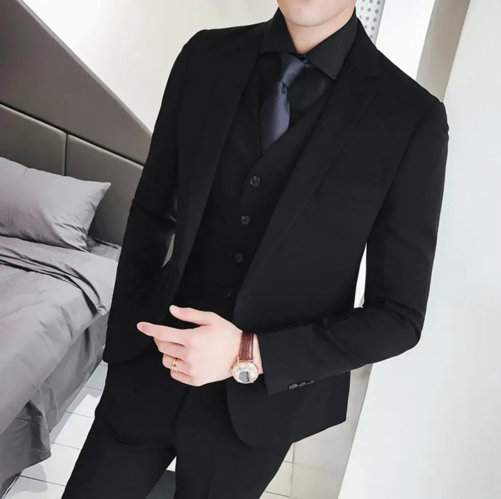 Neue Anzüge (Blazer + Weste + Hose) Herrenmode Business Hochzeit Gentleman Voller Professioneller Interview Formeller Freizeit Anzug
