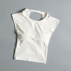 Sexy rückenfreies Sport-Top für Damen, fester Brustpolster, eng anliegendes, schnell trocknendes, schlankes Yoga-Oberteil, atmungsaktives Fitness-Shirt