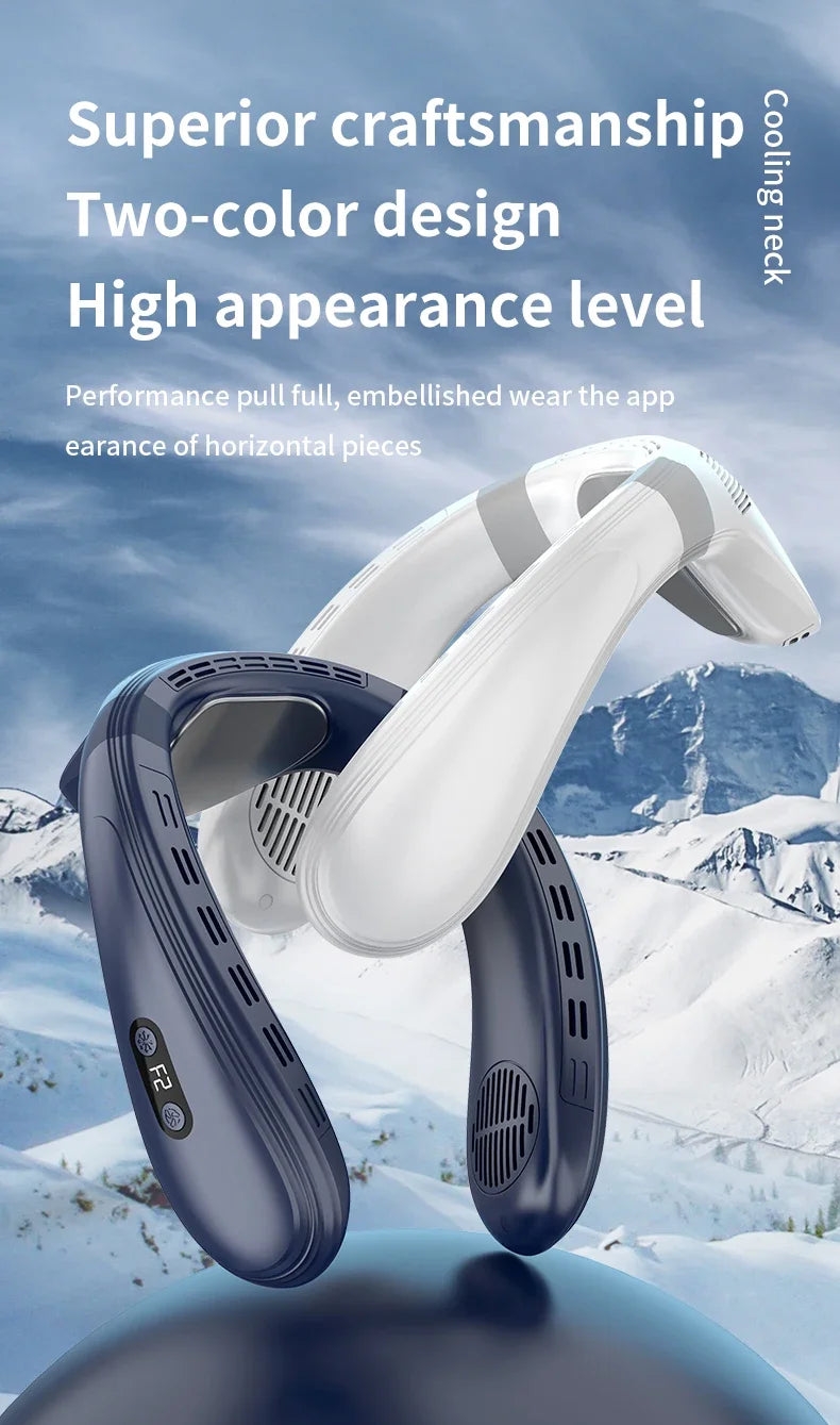 Neuer tragbarer Nackenventilator 5200mAh Nackenklimaanlage wiederaufladbarer Halbleiter-Kühlventilator Persönlicher Outdoor-Ventilator tragbarer Kühler