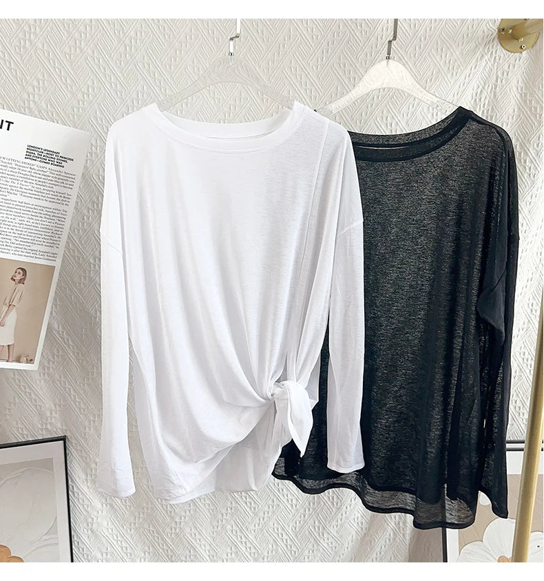 Damen Yoga Shirts Sportoberteile Langarm O-Ausschnitt Atmungsaktives Laufshirt Lockere Fitnesskleidung Gym Sportbekleidung Pilates T-Shirts