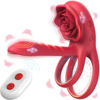 Rosen-Penisring Vibrator für Frauen G-Punkt Klitoris-Stimulation Männer Ejakulationsverzögerung Silikon-Hodenring Sexspielzeug für Paare