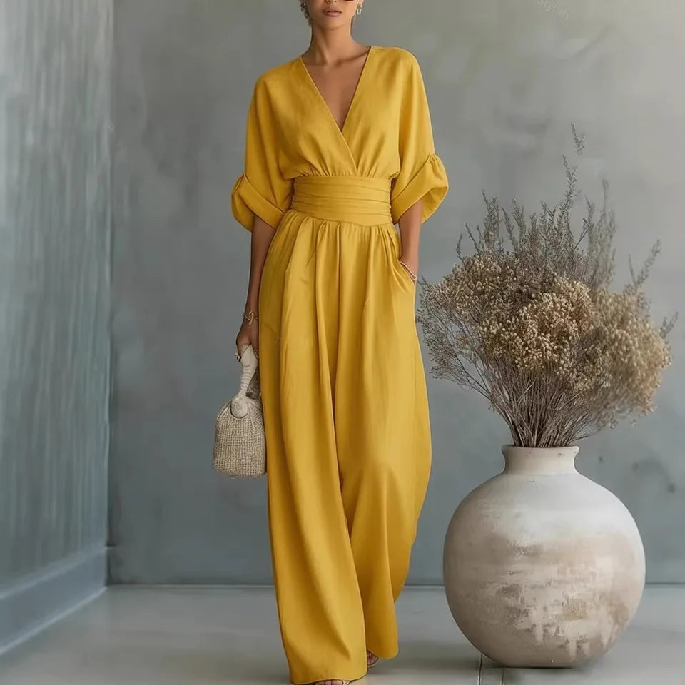 Einfarbige lässige weite Jumpsuits für Damen 2026 Sommer Elegante Overalls Damen Jumpsuits und Rompers Bodysuit Damenbekleidung