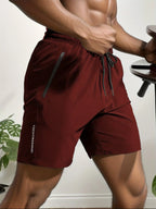 Herren-Shorts für sommerliches Fitnessstudio-Training, Laufen, Radfahren, schnell trocknend, atmungsaktiv, mit Kordelzug, Sporthose, Ausgeh-Outfit0428