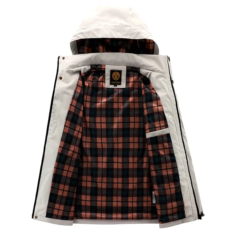 Mode Herren Freizeit Windbreaker Jacken Kapuzenjacke Herren Wasserdicht Outdoor Softshell Wintermantel Kleidung Warmer Fleece Dick