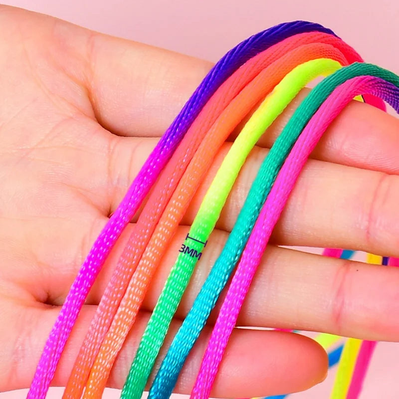 Regenbogen Cats Cradle Schnur 1.6M/63 Zoll Lange Regenbogen Bunte Fingerschnur Chinesische Fingerspiele Spielzeug für Kinder